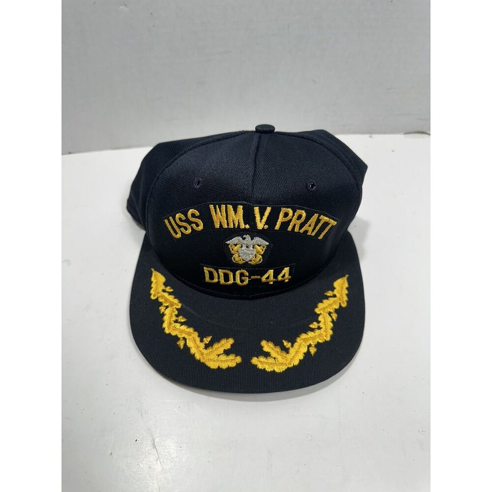 Vintage Snapback Hat USS WM. V. Pratt DDG-44 Black Made‎ in USA Baseball Cap